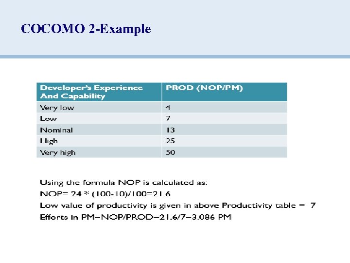 COCOMO 2 -Example 