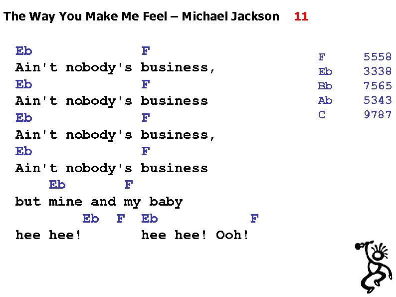 The Way You Make Me Feel – Michael Jackson Eb F Ain't nobody's business,