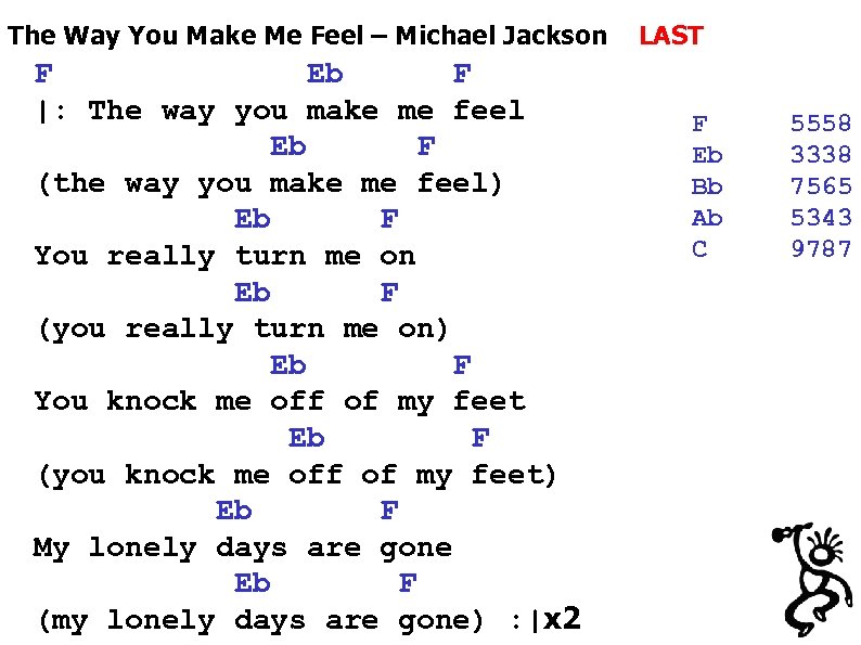 The Way You Make Me Feel – Michael Jackson F Eb F |: The