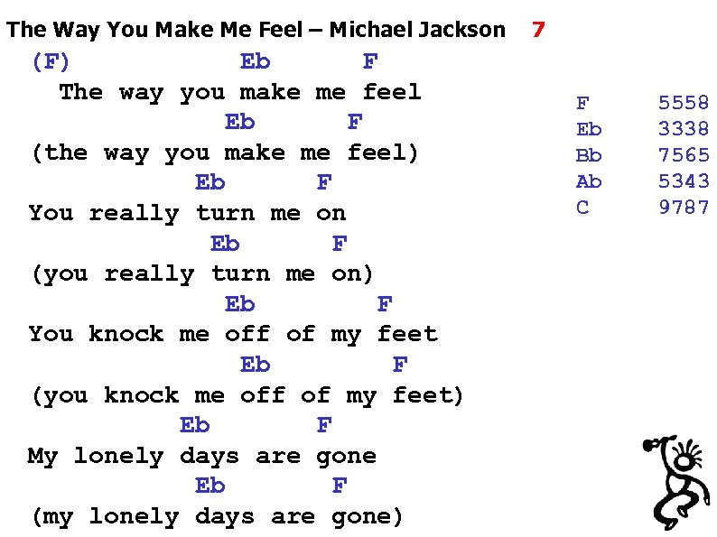 The Way You Make Me Feel – Michael Jackson (F) Eb F The way