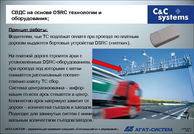 СВДС на основе DSRC технологии и оборудования; Принцип работы: Водителям, чьи ТС подлежат оплате