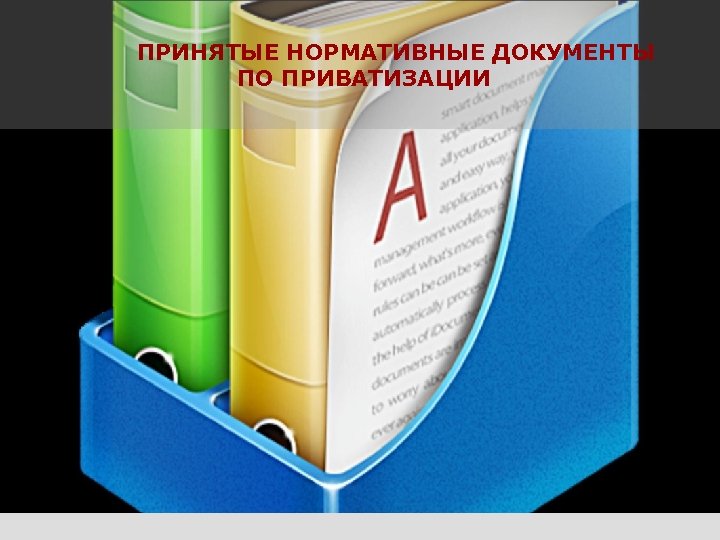 ПРИНЯТЫЕ НОРМАТИВНЫЕ ДОКУМЕНТЫ ПО ПРИВАТИЗАЦИИ 