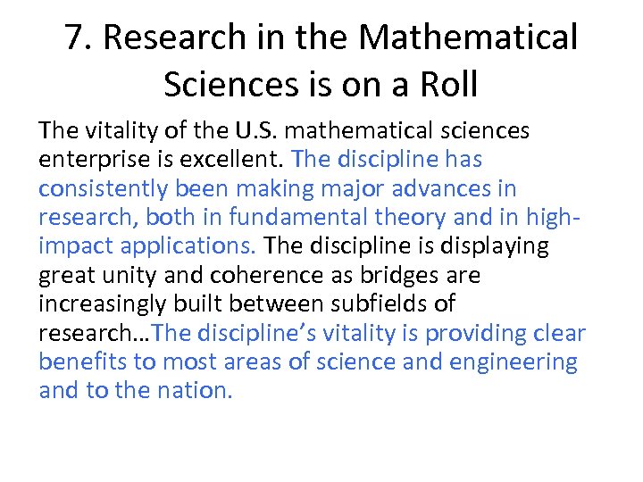 research in the mathematical sciences