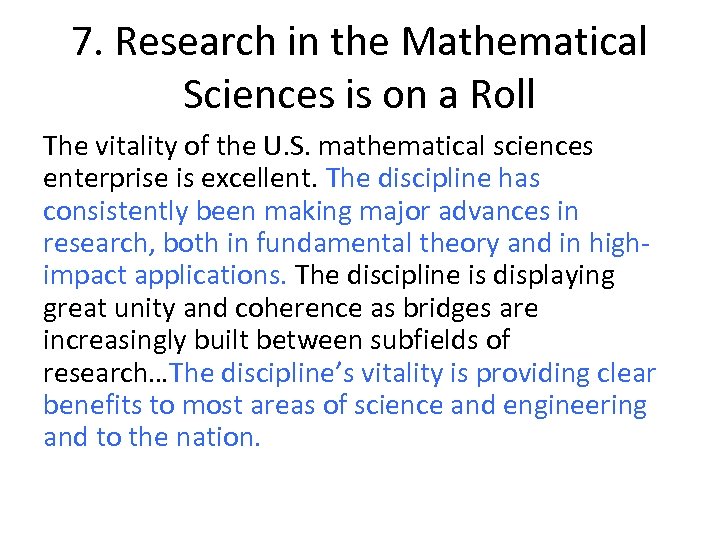 40 Things to Know about The Mathematical Sciences