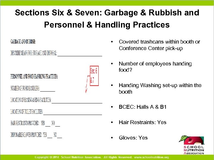 Sections Six & Seven: Garbage & Rubbish and Personnel & Handling Practices • Covered