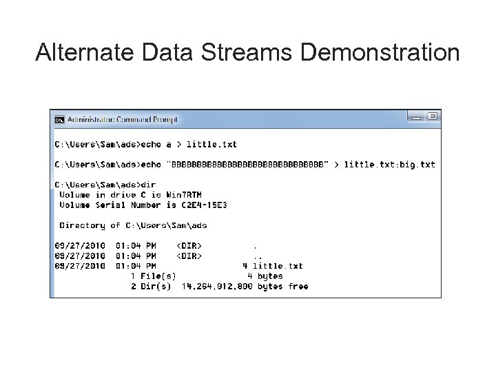 Alternate Data Streams Demonstration 