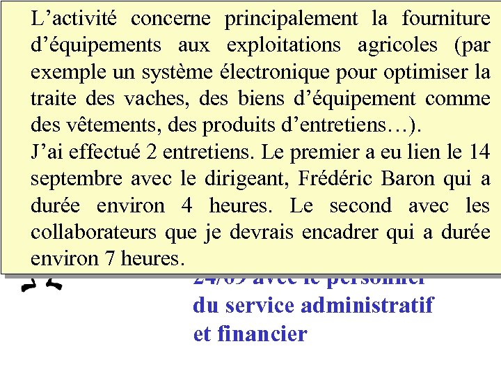 L’activité concerne principalement la fourniture d’équipements aux exploitations agricoles (par ‘ Exemple avec la