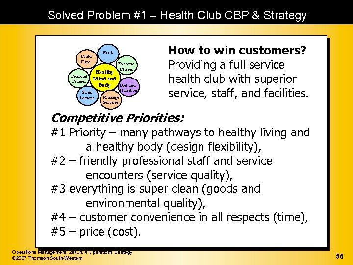 Solved Problem #1 – Health Club CBP & Strategy Food Child Care Personal Trainer