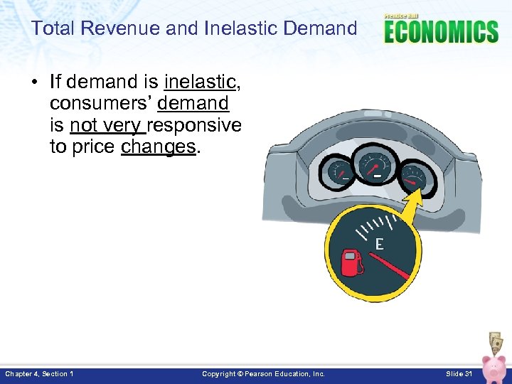 Total Revenue and Inelastic Demand • If demand is inelastic, consumers’ demand is not