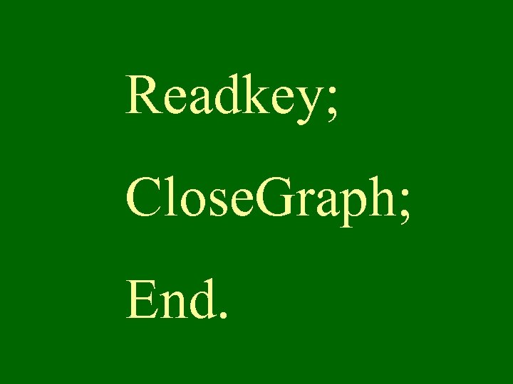 Readkey; Close. Graph; End. 