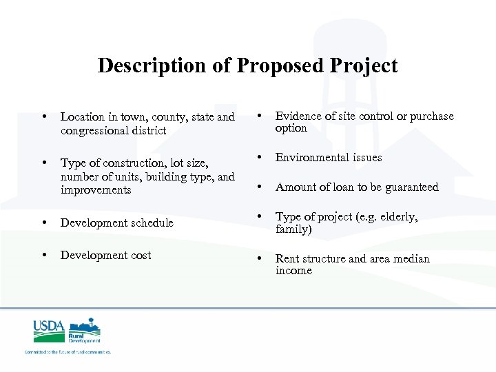 Description of Proposed Project • Location in town, county, state and congressional district •