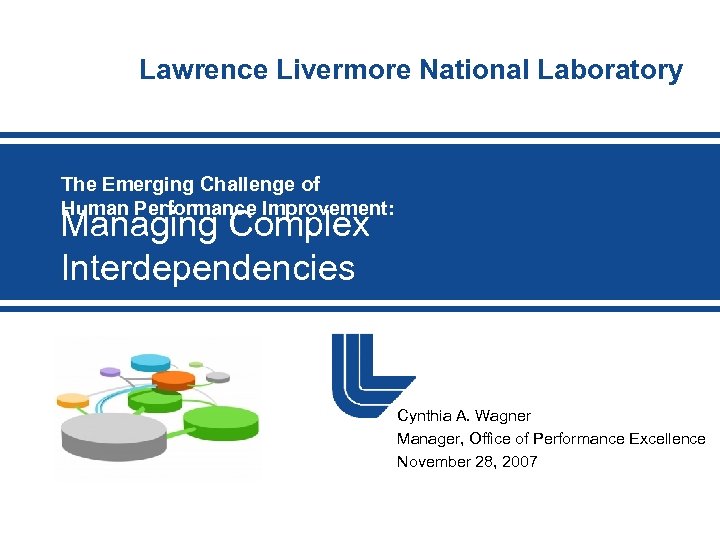 Lawrence Livermore National Laboratory The Emerging Challenge of Human Performance Improvement: Managing Complex Interdependencies