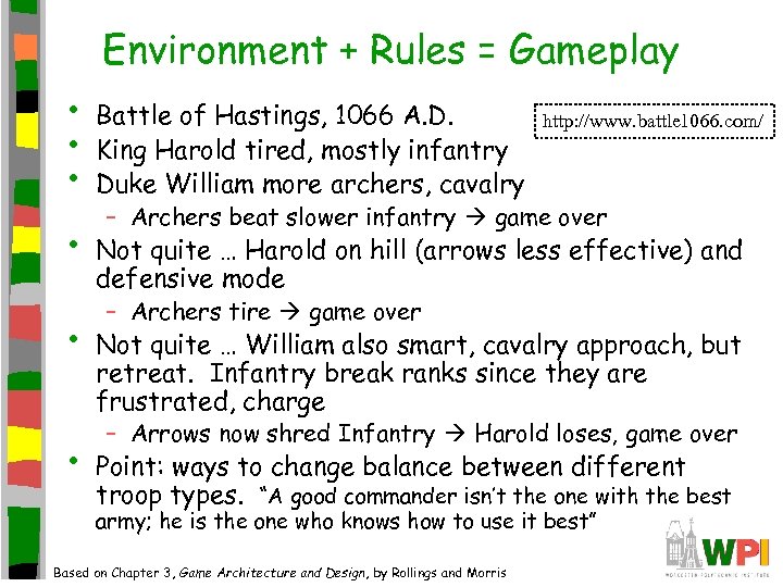 Environment + Rules = Gameplay • • • Battle of Hastings, 1066 A. D.