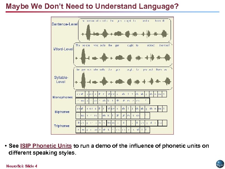 Maybe We Don’t Need to Understand Language? • See ISIP Phonetic Units to run
