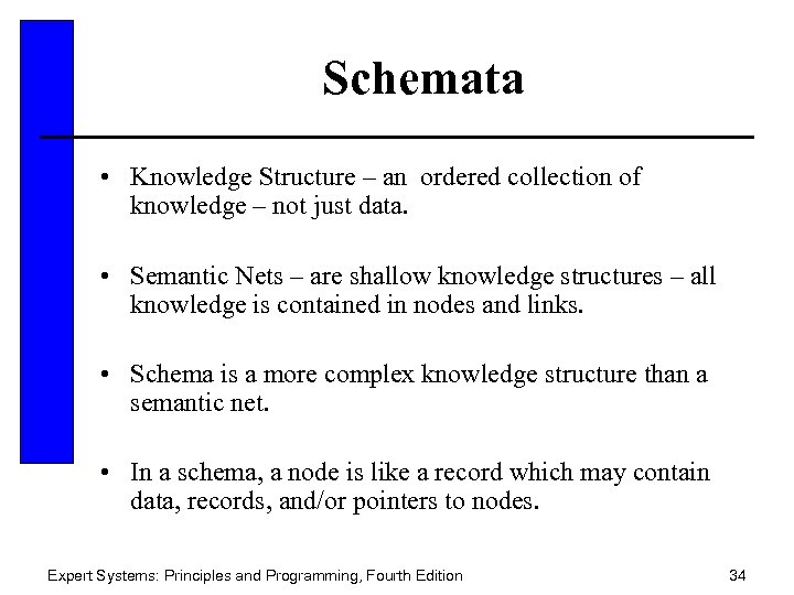 Schemata • Knowledge Structure – an ordered collection of knowledge – not just data.