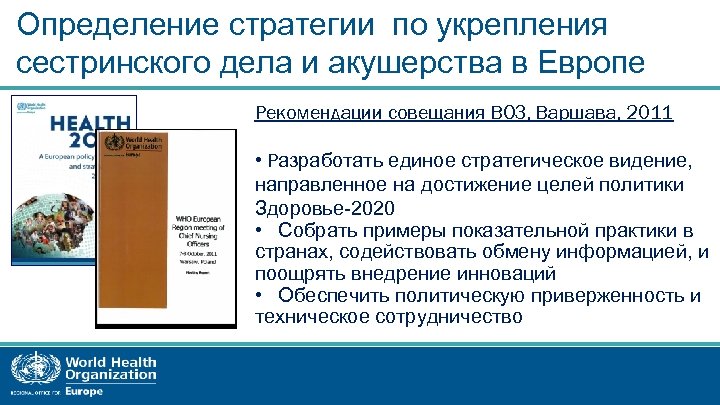 Определение стратегии по укрепления сестринского дела и акушерства в Европе Рекомендации совещания ВОЗ, Варшава,