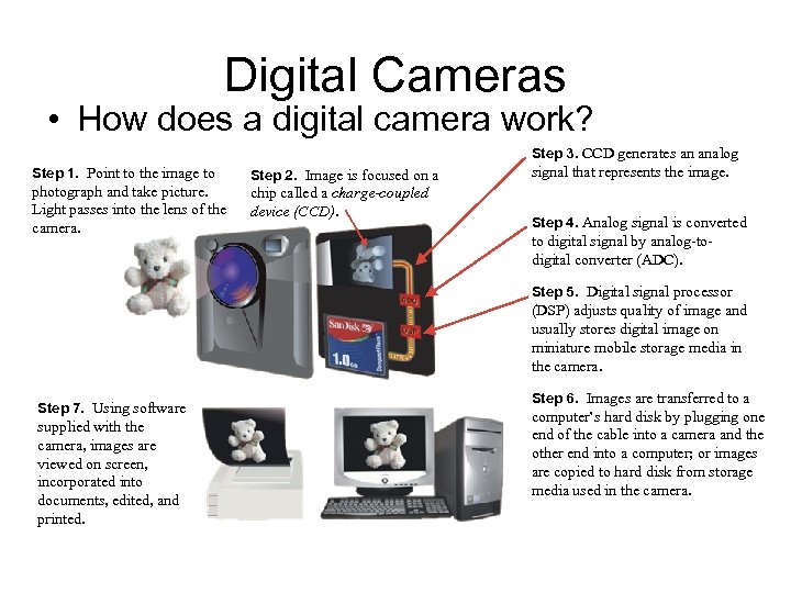 Digital Cameras • How does a digital camera work? Step 3. CCD generates an