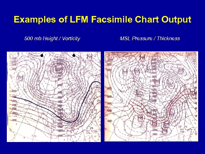 Examples of LFM Facsimile Chart Output 500 mb Height / Vorticity MSL Pressure /