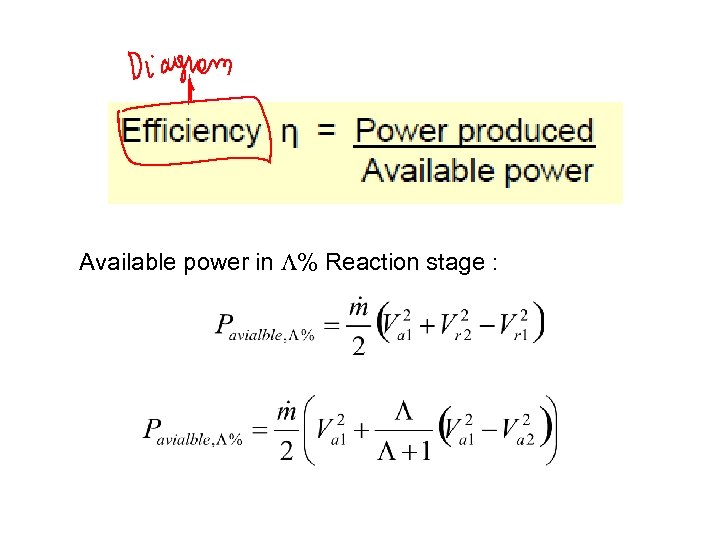 Available power in L% Reaction stage : 