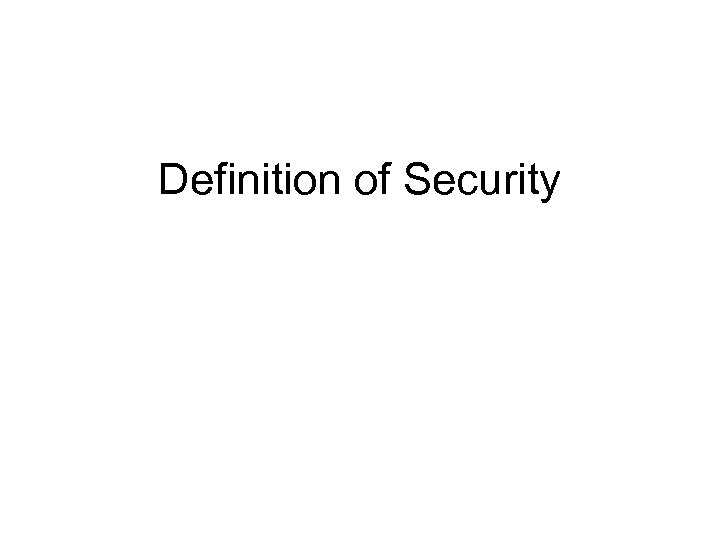 Definition of Security 