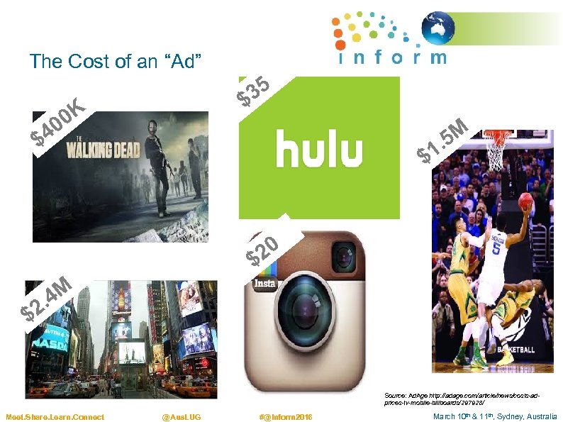The Cost of an “Ad” $4 35 $ 0 K 0 5 M. $1