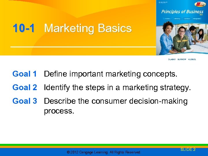 10 -1 Marketing Basics Goal 1 Define important marketing concepts. Goal 2 Identify the