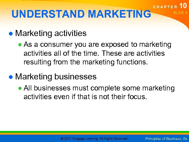 UNDERSTAND MARKETING C H A P T E R 10 SLIDE 3 ● Marketing