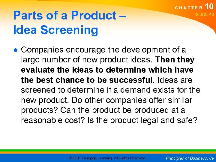 Parts of a Product – Idea Screening C H A P T E R