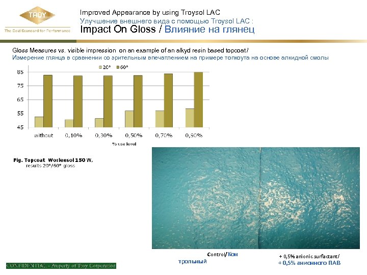 Improved Appearance by using Troysol LAC Улучшение внешнего вида с помощью Troysol LAC :