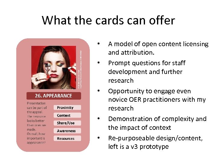 What the cards can offer • • • A model of open content licensing