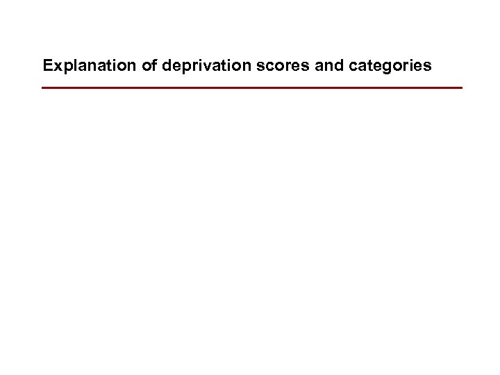 Explanation of deprivation scores and categories 