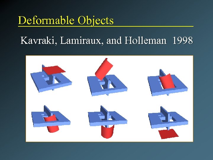 Deformable Objects Kavraki, Lamiraux, and Holleman 1998 