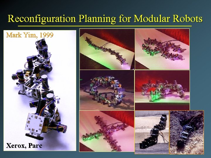 Reconfiguration Planning for Modular Robots Mark Yim, 1999 Xerox, Parc 