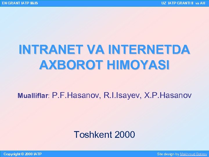 EN GRANT IATP II&IS UZ IATP GRANTI II va AH INTRANET VA INTERNETDA AXBOROT