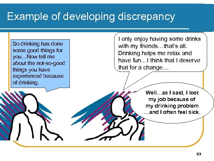 Example of developing discrepancy So drinking has done some good things for you…Now tell