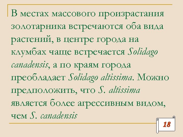 В местах массового произрастания золотарника встречаются оба вида растений, в центре города на клумбах