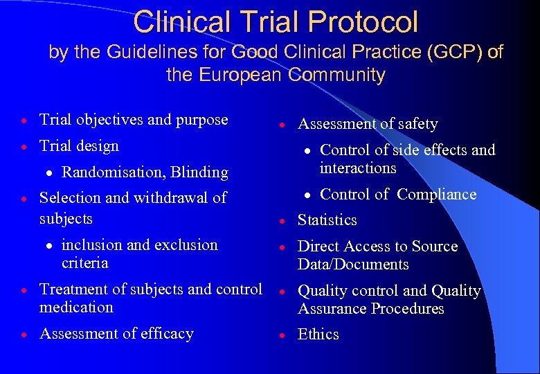 Clinical Trial Protocol by the Guidelines for Good Clinical Practice (GCP) of the European