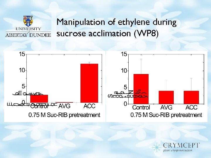 Manipulation of ethylene during sucrose acclimation (WP 8) 