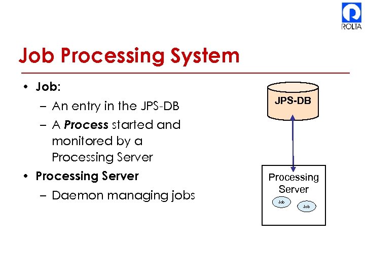 Job Processing System • Job: – An entry in the JPS-DB – A Process