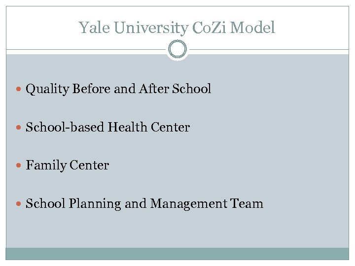 Yale University Co. Zi Model Quality Before and After School-based Health Center Family Center