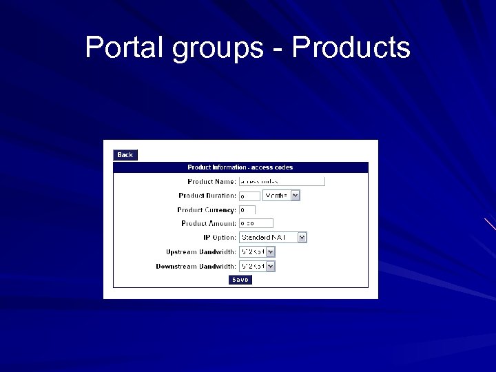 Portal groups - Products 