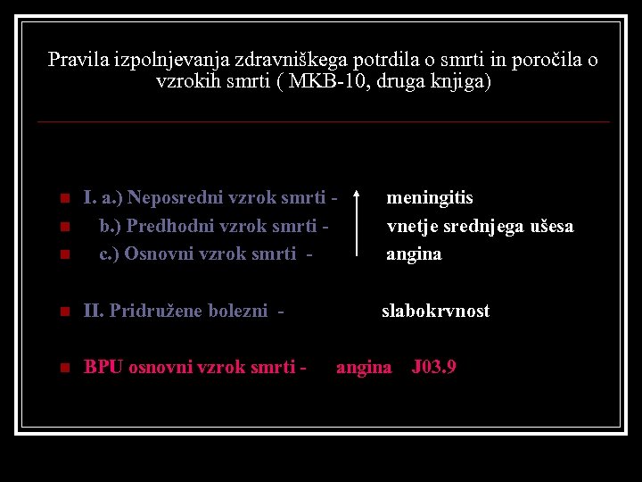 Pravila izpolnjevanja zdravniškega potrdila o smrti in poročila o vzrokih smrti ( MKB-10, druga