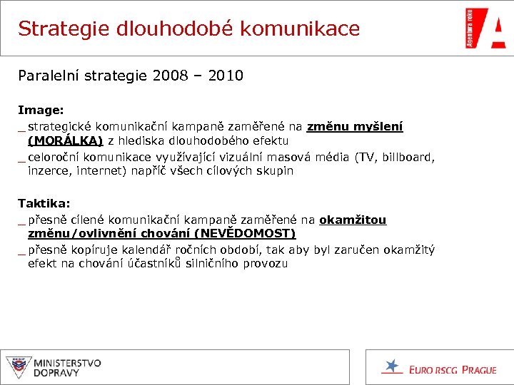 Strategie dlouhodobé komunikace Paralelní strategie 2008 – 2010 Image: _ strategické komunikační kampaně zaměřené