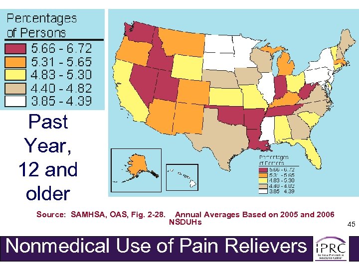 Past Year, 12 and older Source: SAMHSA, OAS, Fig. 2 -28. Annual Averages Based
