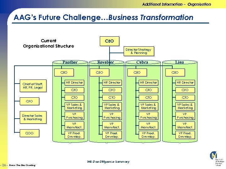 Additional Information – Organization AAG’s Future Challenge…Business Transformation Current Organizational Structure Panther CEO Director