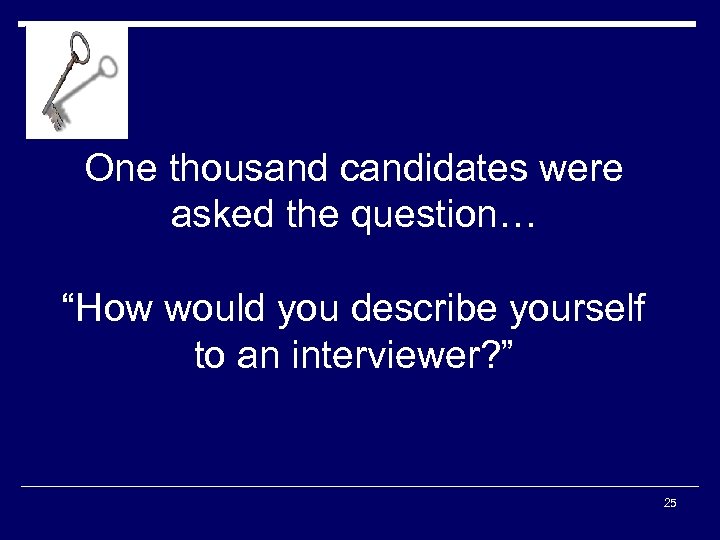 One thousand candidates were asked the question… “How would you describe yourself to an