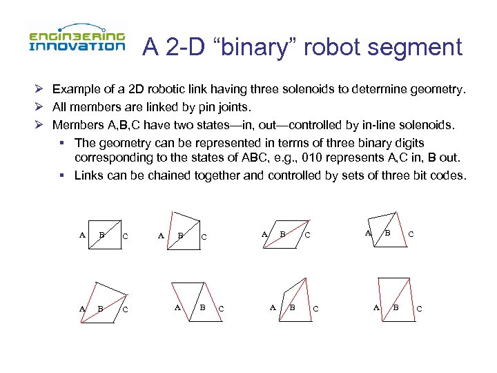 A 2 -D “binary” robot segment Ø Example of a 2 D robotic link
