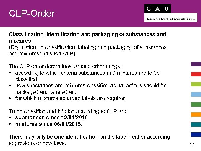 CLP-Order Classification, identification and packaging of substances and mixtures (Regulation on classification, labeling and