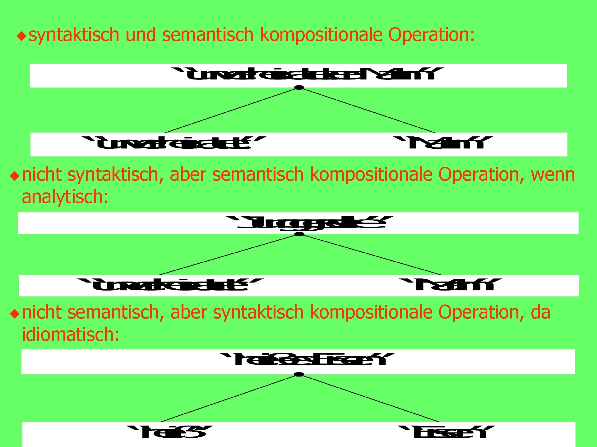 u syntaktisch und semantisch kompositionale Operation: u nicht syntaktisch, aber semantisch kompositionale Operation, wenn