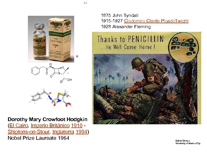 1875 John Tyndall 1915 -1927 Clodomiro Clorito Picado. Twight 1928 Alexander Fleming Dorothy Mary